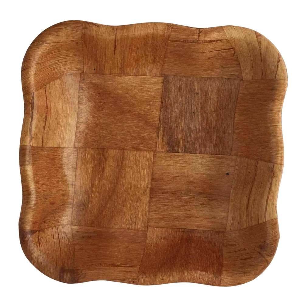 Woven Wood Scalloped Edge Square Salad Bowl Replacement 6.5”